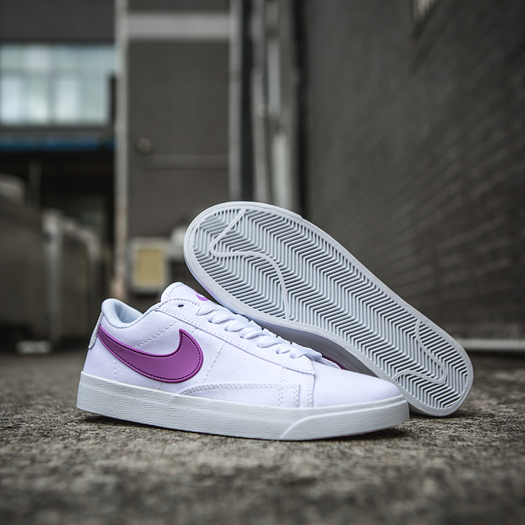 Women Nike Blazer Low White Purple Shoes - Click Image to Close